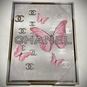 NIB  Butterfly Wall Art with Platinum Frame